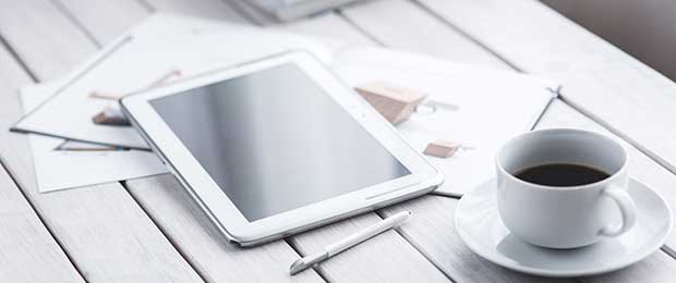 tablet and coffee